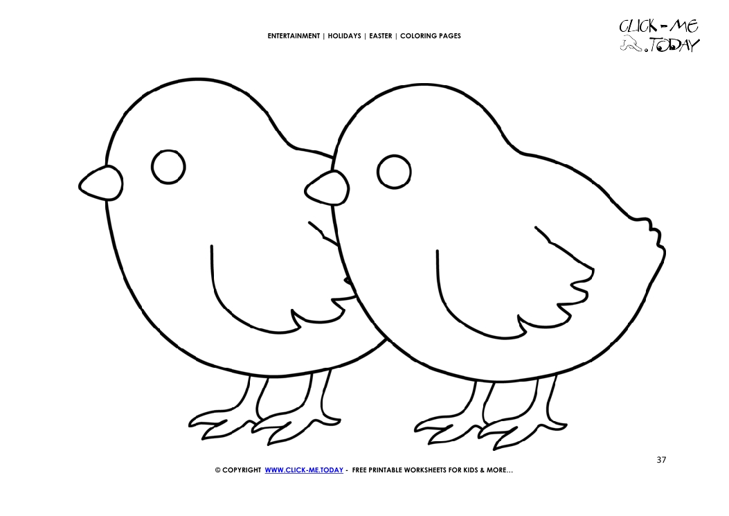 Easter Coloring Page: 37 Easter cute chicks 
